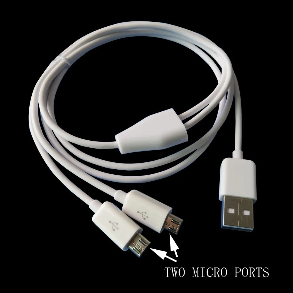 Белый 1 м 3 фута Android Micro USB сплиттер кабель 2 0 к двойному Y зарядный Бесплатная