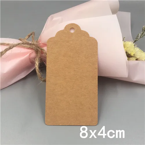 8x4cm Brown 100 шт. крафт Бумага ручной работы одежды бирки, свадьба, стаканчики для вечеринки, подарков Упаковочная этикетка бирок для подарков, код Примечание ценники - Цвет: 8x4cm Brown