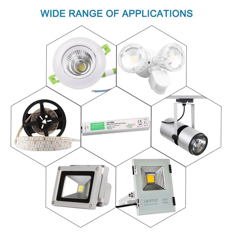 

Waterproof IP67 LED Driver Power Supply Transformer 110V 220V to DC12V 24V for LED Strip light