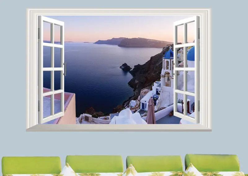 Красивая 3D наклейка в виде окна съемная домашний декор настенная виниловая