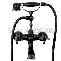 black oil rubbed bronze bathroom clawfoot bathtub faucet with handheld shower cold hot water faucet mixer tap ltf005