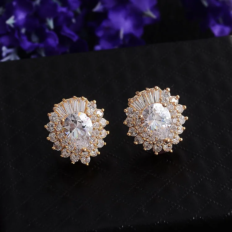 

FYM 5 Colors 2016 New Arrival Fashion Luxury Stud Earrings for Women Cute AAA CZ Ear Earrings for Woman Wholesale ER0226