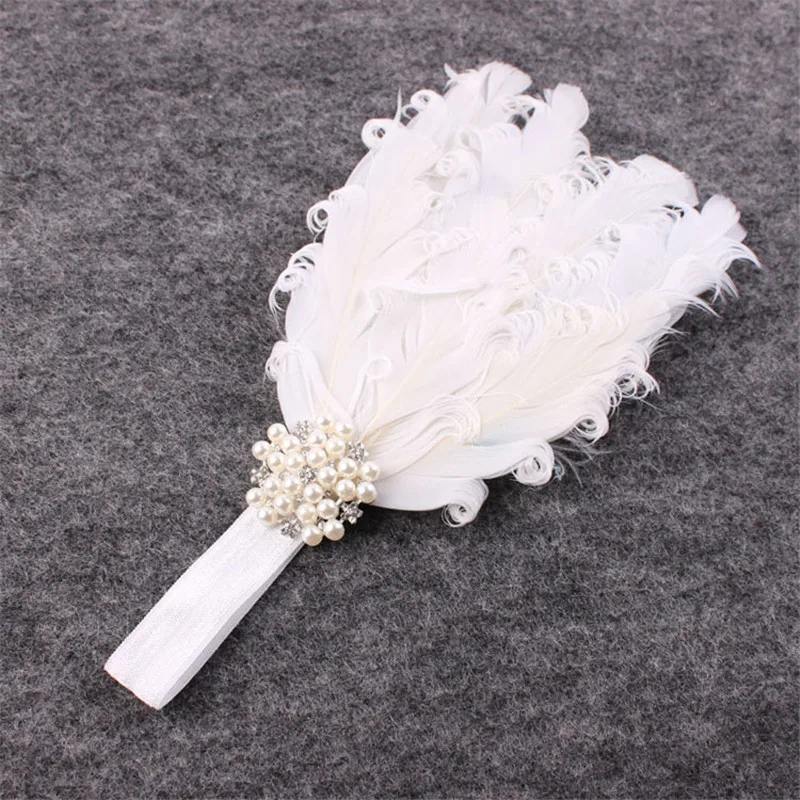 Повязка на голову с бантом и перьями для девочек детская резинка волос 1 шт. |