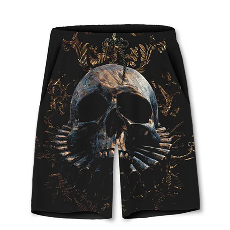 Летние мужские шорты с 3d принтом черепом в стиле хип-хоп Полиэстеровые Hombre