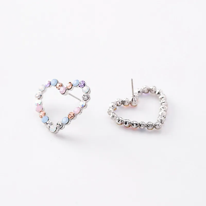 Modern Women's Earrings 2018 Simple Colorful Zircon Heart Star Women Stud Korean Fashion Cute Female Jewelry Accessorie | Украшения и