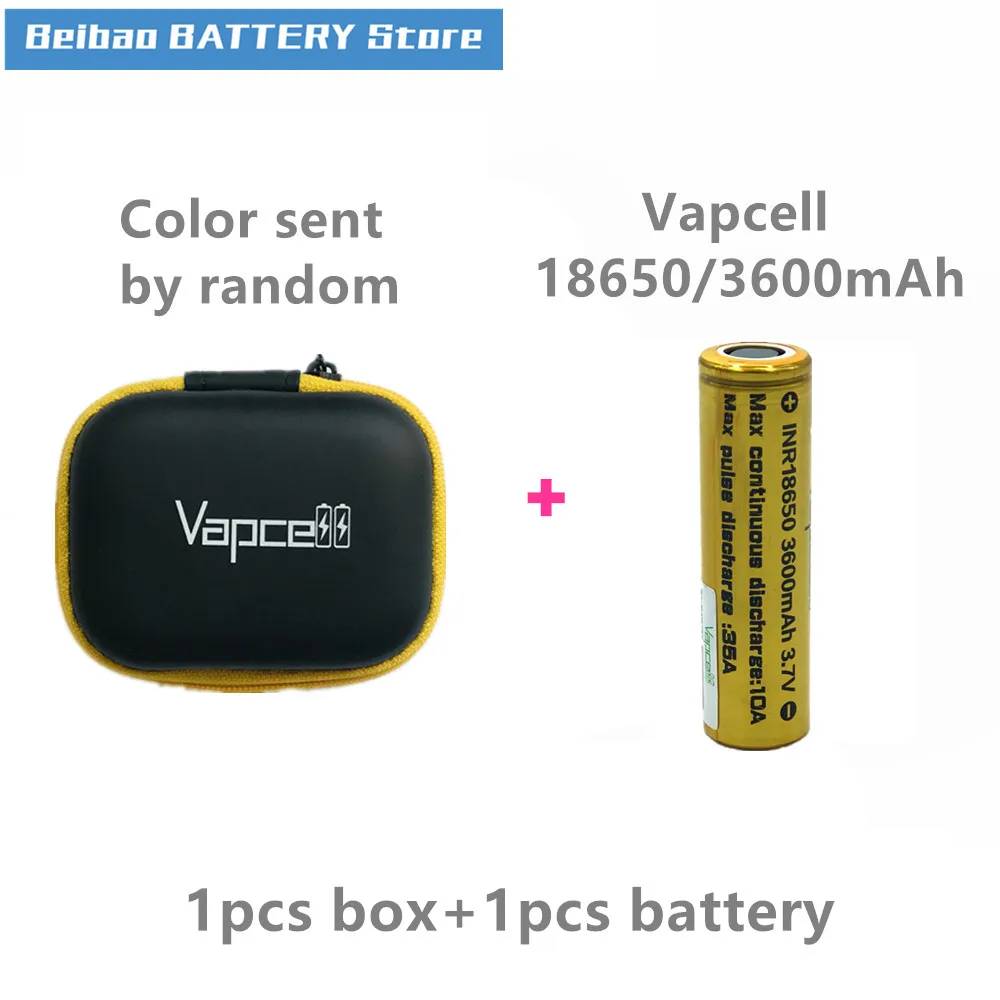 Vapcell INR 18650 аккумулятор 3600 мАч 35A аккумуляторная батарея для E-CIG дыма с Xtar VC2 зарядное устройство Nitecore зарядное устройство Liitokala чехол - Цвет: Красный