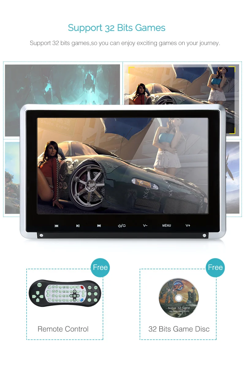 Тыквы 10 1 ''подголовник автомобиля DVD видео плеер USB/SD/HDMI/IR/FM на тонкопленочных