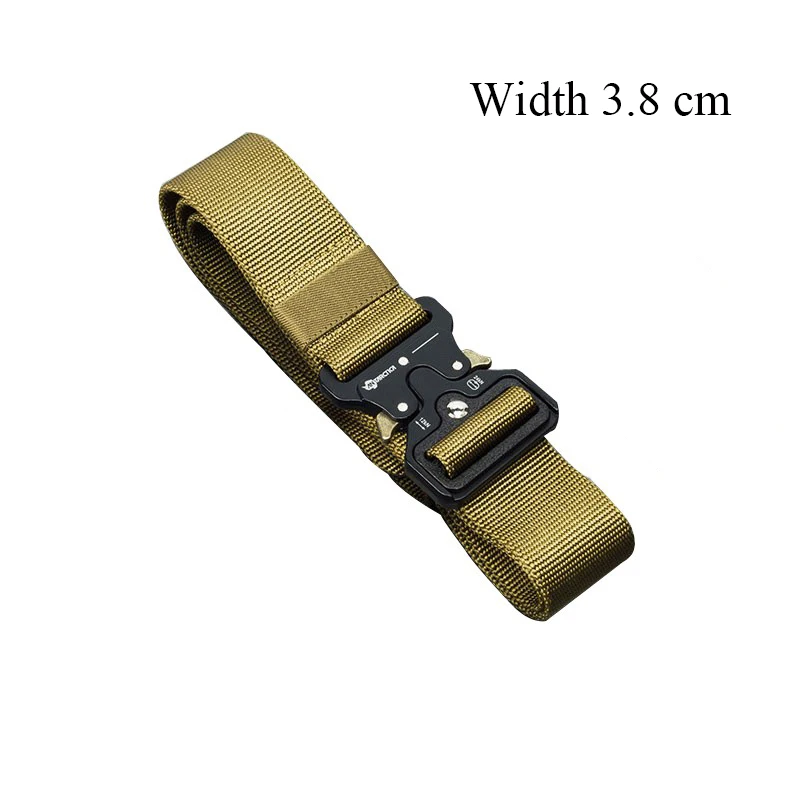 3.8cm brown Тактические ремни в Антарктике, нейлоновый военный поясной ремень с металлической пряжкой, регулируемый сверхмощный тренировочный поясной ремень, Охотничьи аксессуары - Цвет: 3.8cm brown