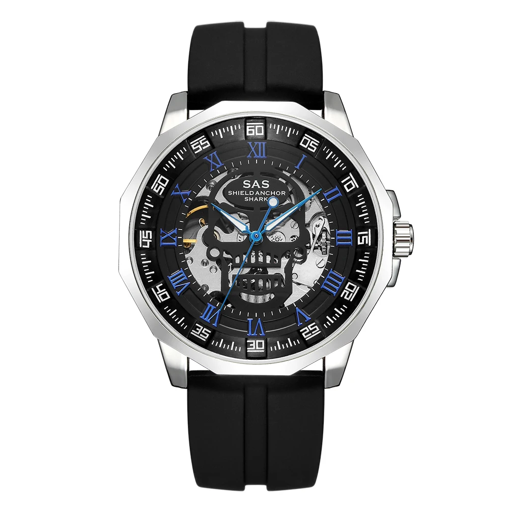 SAS Shield Anchor Shark спортивные мужские часы с черепом и большим циферблатом
