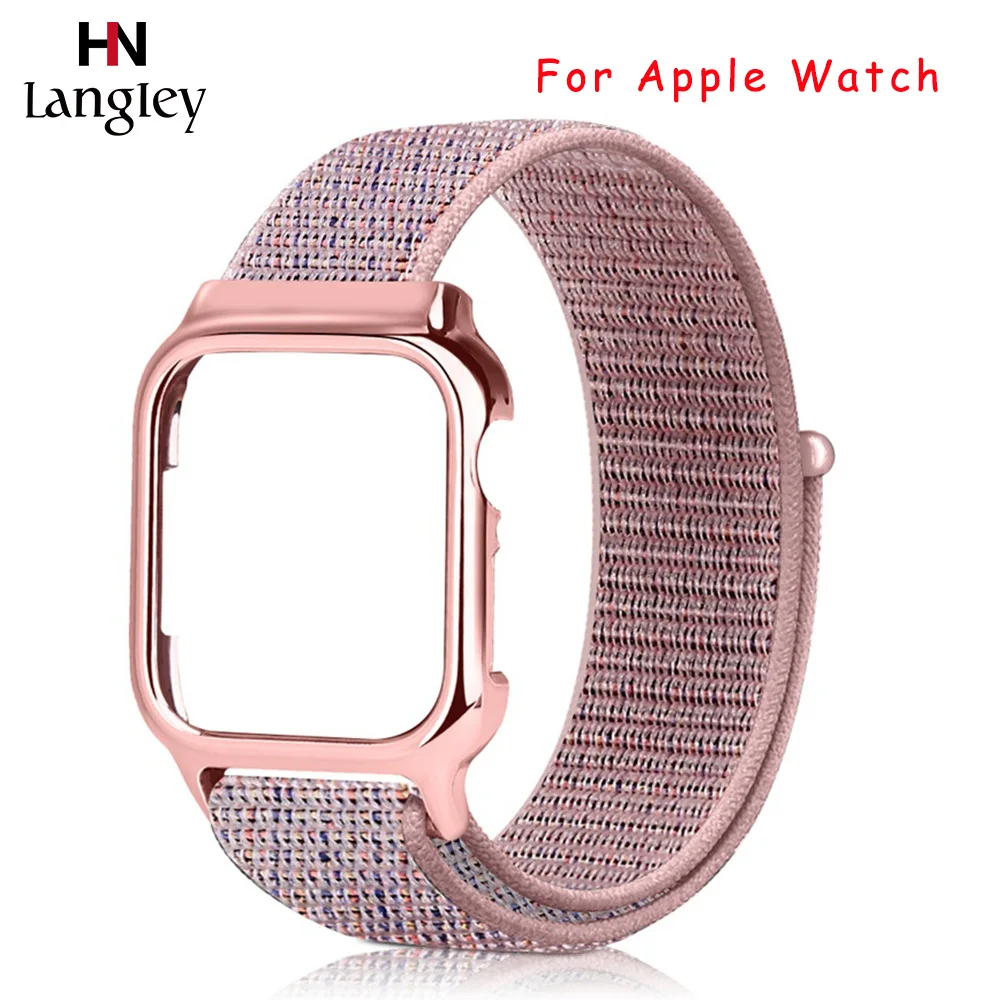 Нейлоновые ленты 40 мм 44 + защитный чехол для Apple Watch 4 3 браслет Ремешки часы
