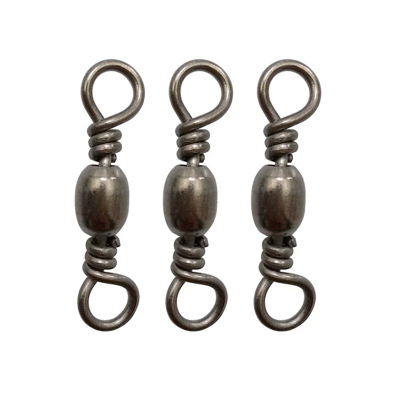 100 шт. баррель рыболовный вертлюг с твердым кольцом черный Вертлюги рыболовная