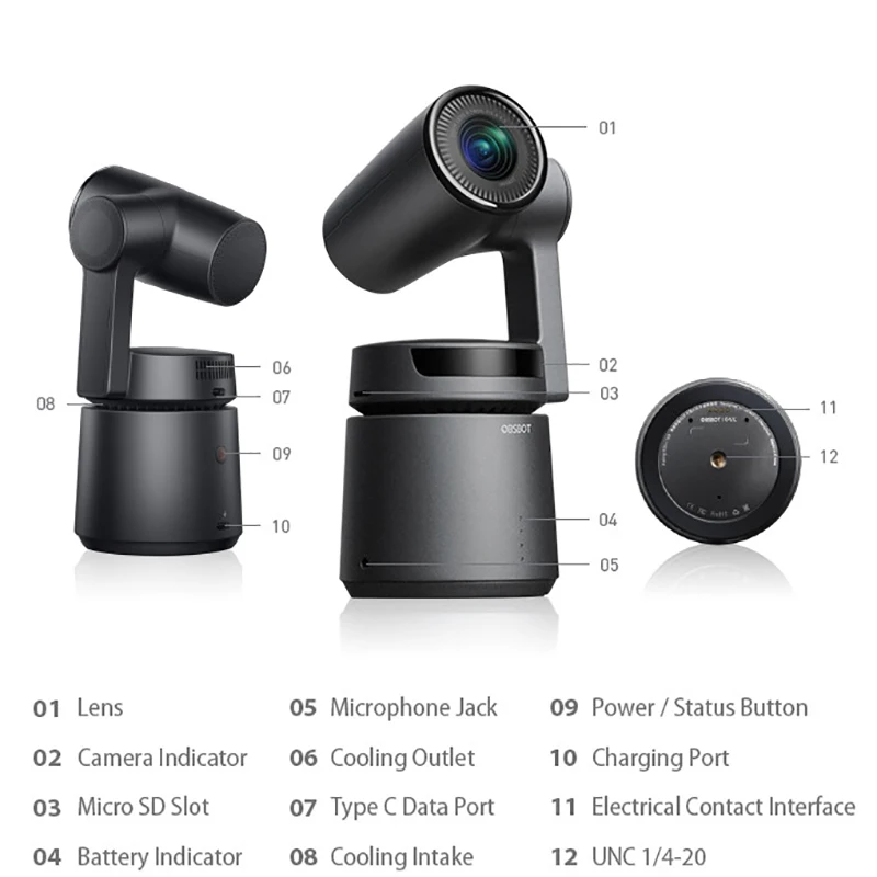OBSBOT Tail 3 Axis Gimbal AI камера с автоматическим отслеживанием селфи 4 K видео 60fps авто