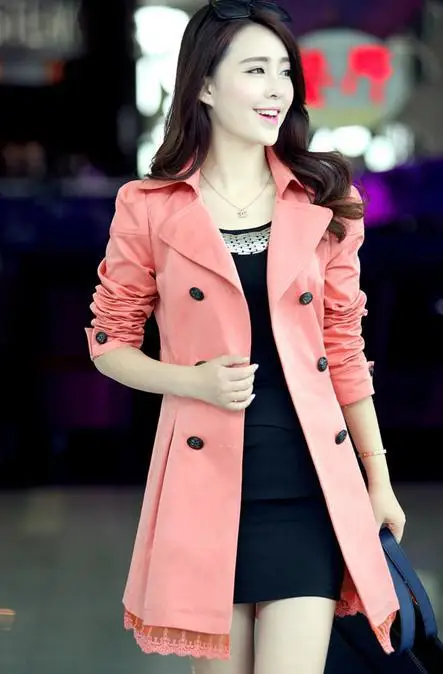 The new 2014 han edition cultivate one's morality hem lace women's trench coat A19.51 | Женская одежда