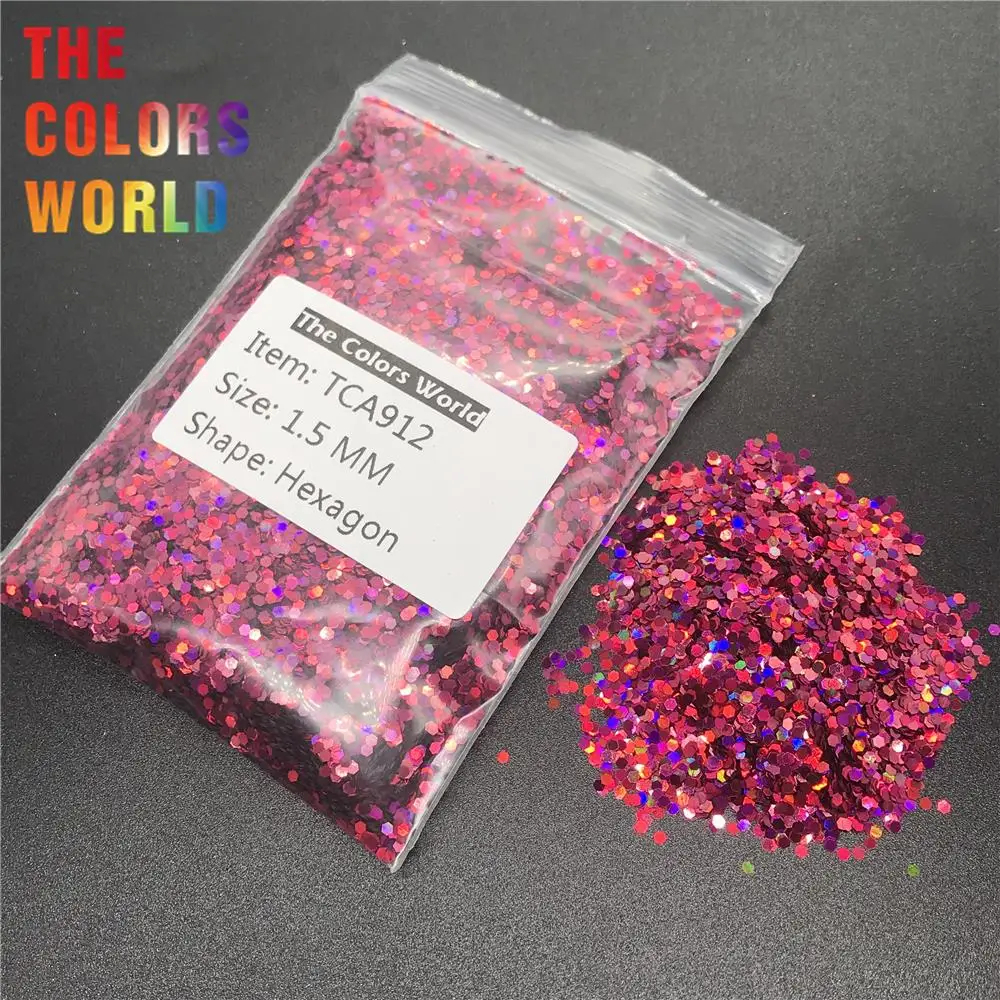 Голографический лазер TCA912 цвета сливы Шестигранная форма блеск для ногтей