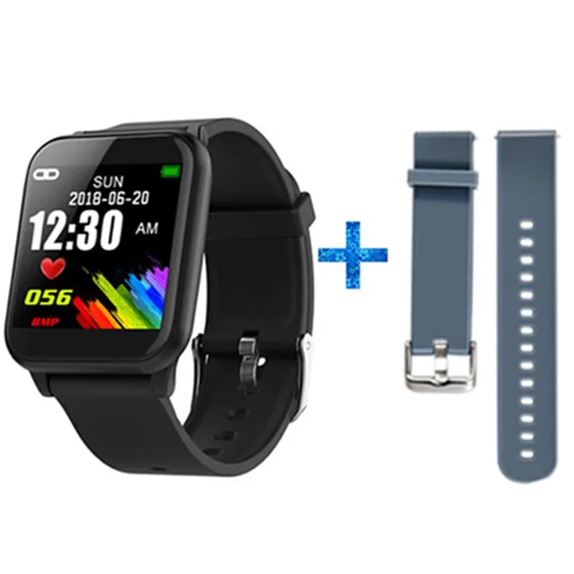 add dark blue strap ALANGDUO умный Браслет цветной экран фитнес-трекер Шагомер Push сообщение монитор сердечного ритма спортивные Смарт-часы для iOS Android - Цвет: add dark blue strap