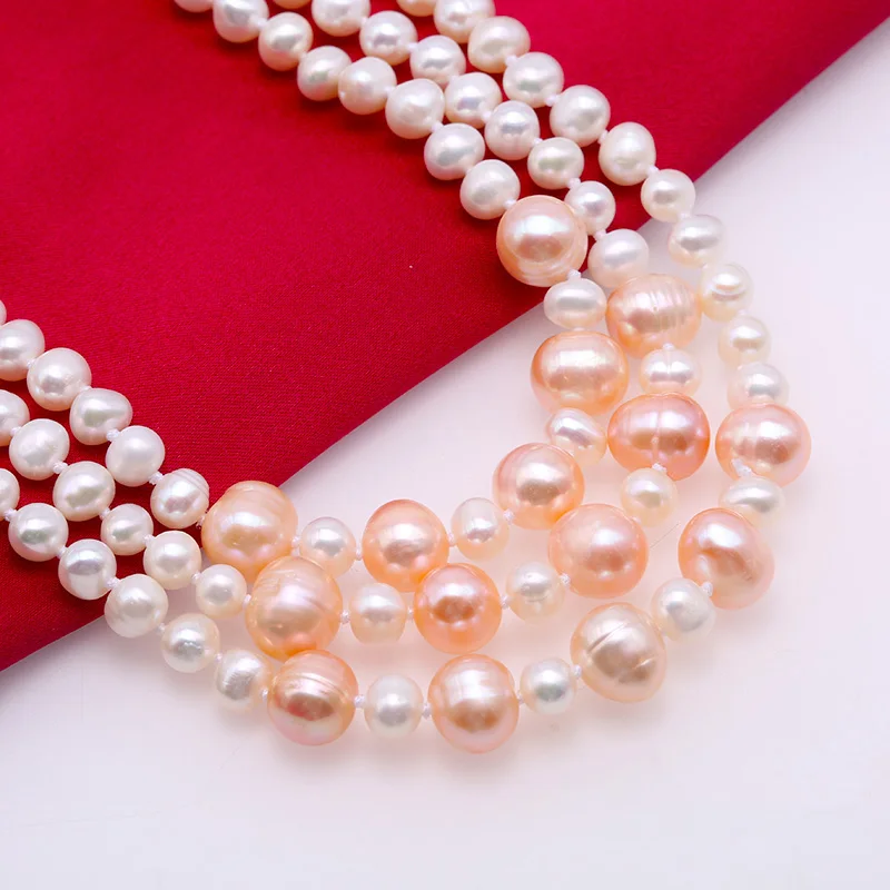 

JYX Fine 6-10mm White Pink Near Round Freshwater Pearl Long Necklace 58