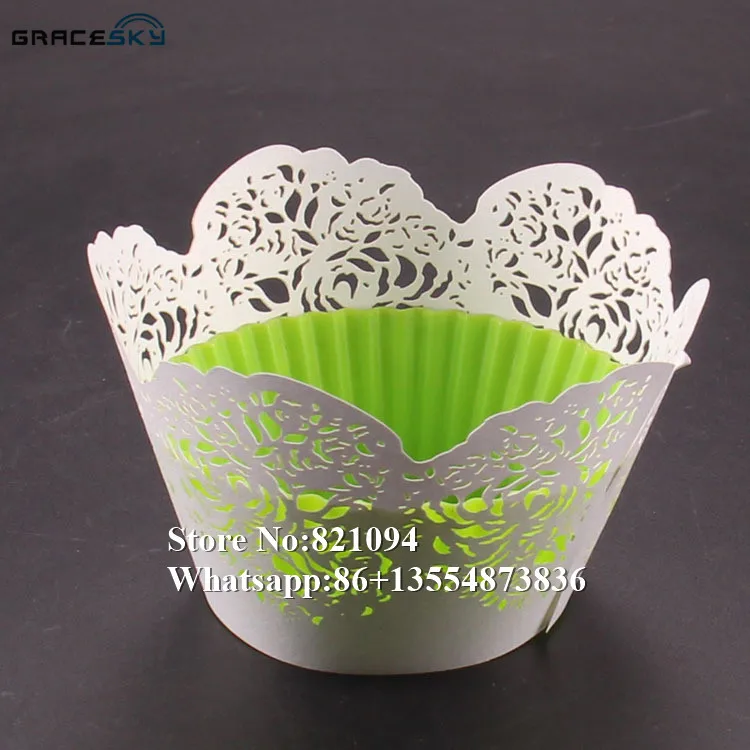 

free shipping 100pcs/lot New! Little Vine Lace Laser Cut Cupcake paper Wrapper Liner Pearl White Baking cake Cup Muffin