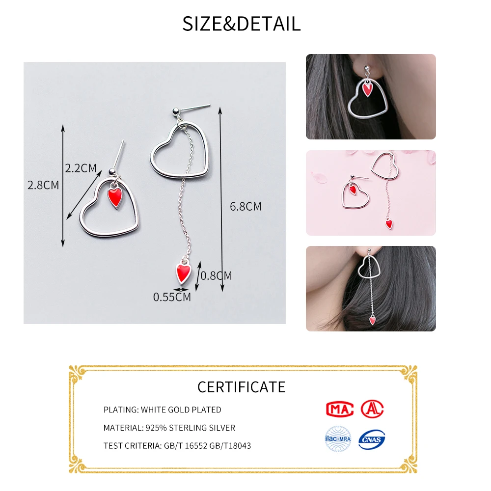 Женские асимметричные серьги-подвески из серебра 925 пробы с эмалью | Украшения и