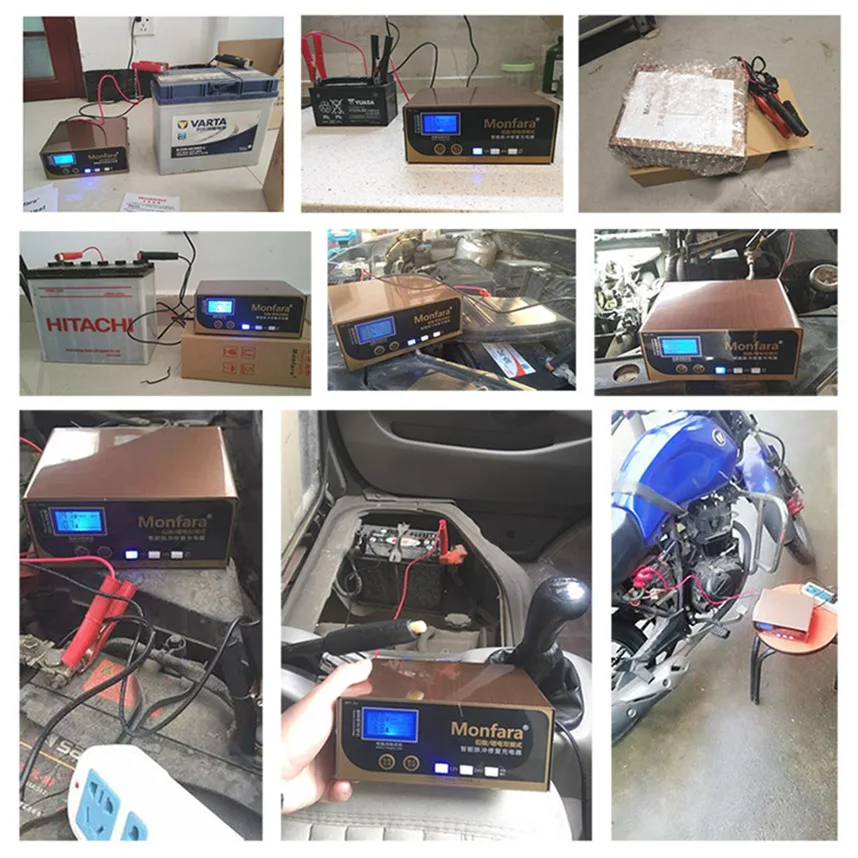 Harga Pengisi Daya Baterai Mobil Otomatis Penuh Untuk 12 V 24V Baterai Lithium Li Ion 12 Volt CA Kalsium AGM GEL + 12 Volt LCD Cerdas