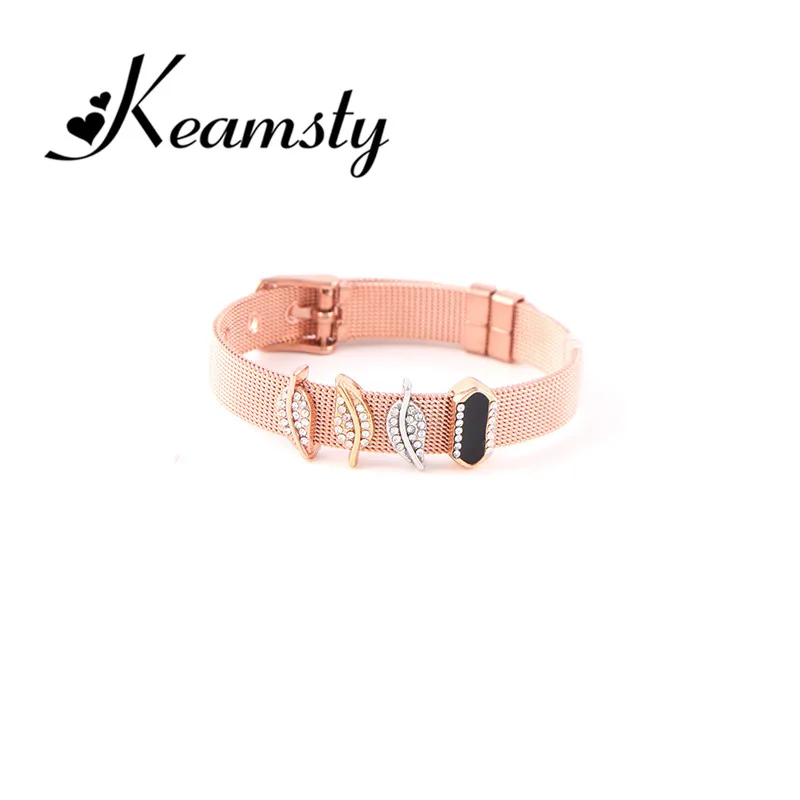 Keamsty розовое золото браслет кристалл любовь талисманы браслеты комплект