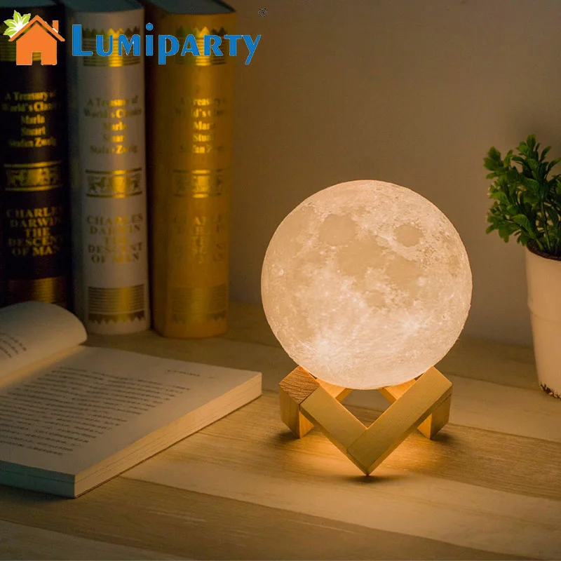 USB перезаряжаемая лампа с 3D-принтом цветным сенсорным переключателем для спальни