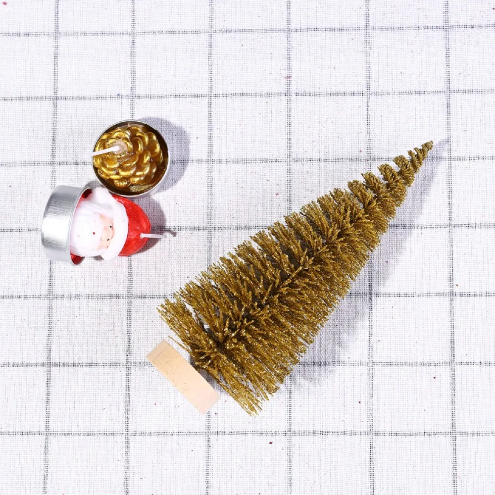 Маленькая DIY Рождественская елка искусственная сосна дерево мини щетка для бутылок из сизаля Рождественская елка Санта, снег, мороз деревенский дом#25