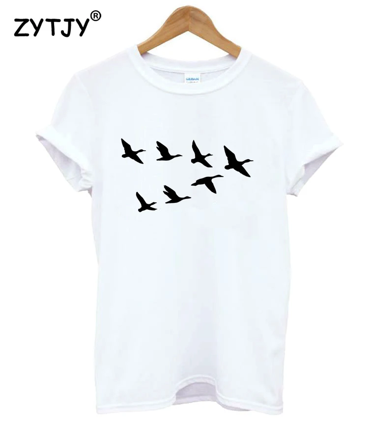 Женская футболка с принтом птиц и летающих Повседневная хлопковая хипстерская