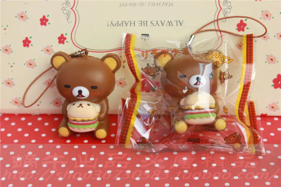 Оригинальная упаковка мягкая кавайная мягкая микс Rilakkuma queeze bun игрушка для сотового телефона san-X squishies Хлеб - Цвет: 1