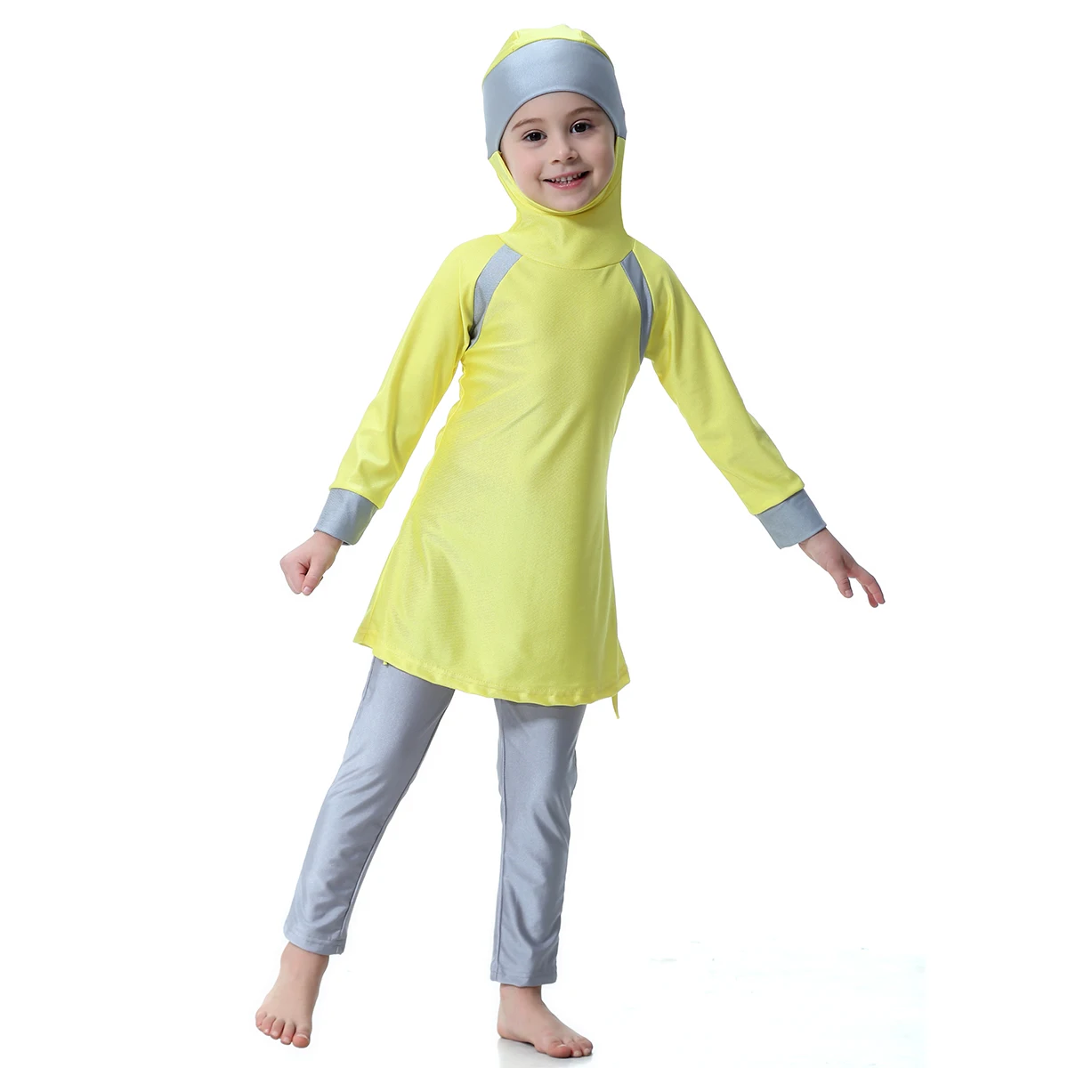 

Muslim girl traditional fashion swimwear Swimsuit Two-piece suit Girls Swimsuit Islamic Clothes Children Kids Beachwear H2010