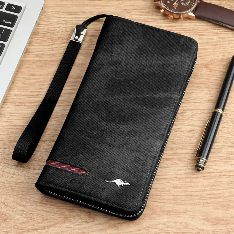 Style 3 Black Мужской кожаный двойной держатель для ID карты Длинный кошелек с чековой книжкой клатч - Цвет: Style 3 Black