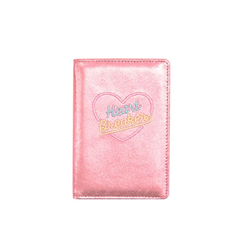 Розовый Fashion Women Hologram Embroidered Travel Accessories Lady Passport ID Card Cover Holder Case Protector Organizer PU Clutch Bag - Цвет: Розовый