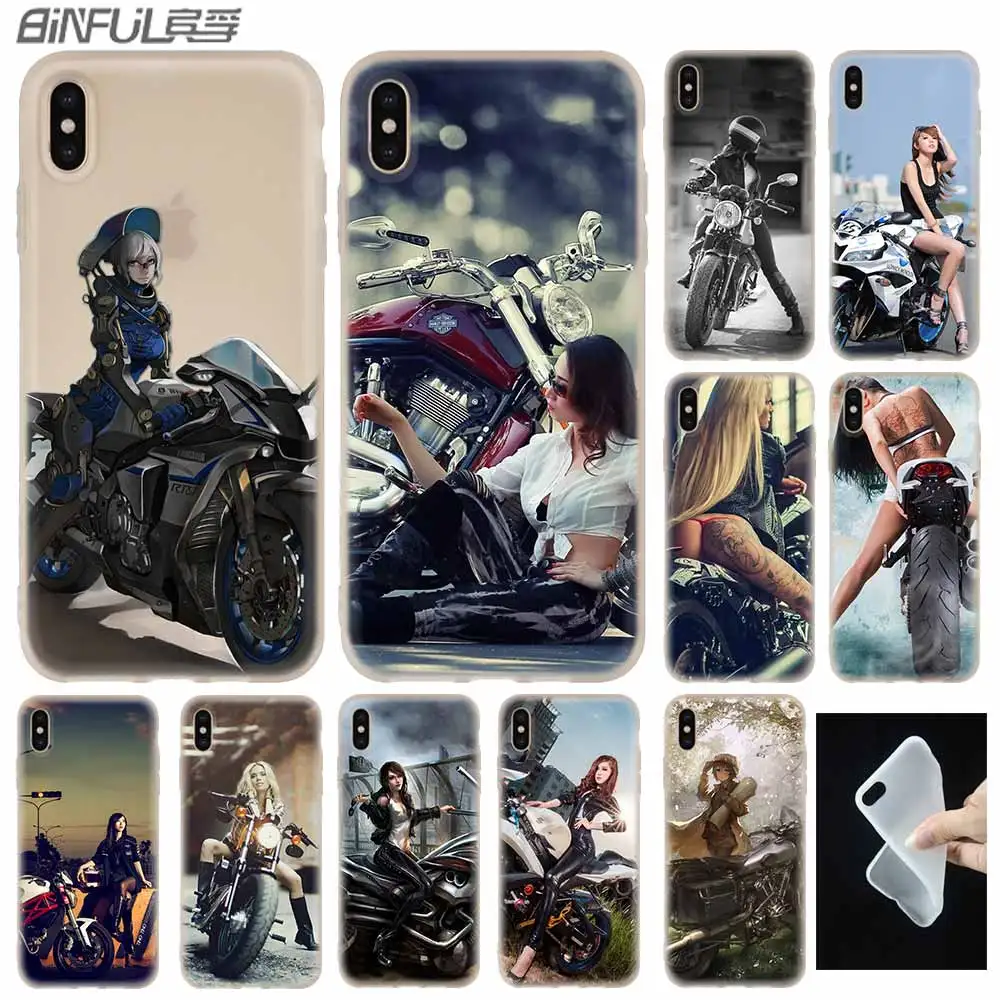 Мотоциклетный чехол для девушек силиконовый мягкий iPhone 12 11 Pro X XS Max XR 6 6S 7 8 Plus 5S SE Mini