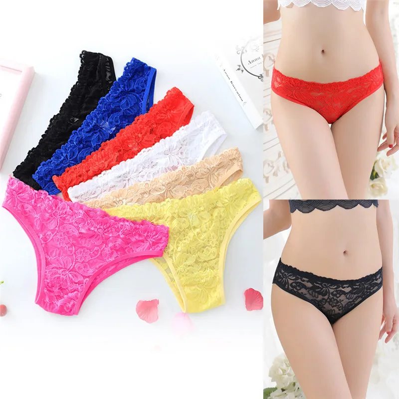 Sexy Women Lace Panties Underwear Transparent Flowers Seamless Briefs |