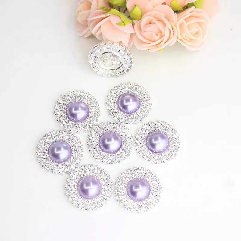 Wedding Invitation Culvert Decoration 10 pcs 25mm Double Row DIY Pearl Diamond Button Drill Baby Hair Accessories 16 mix color | Дом и сад