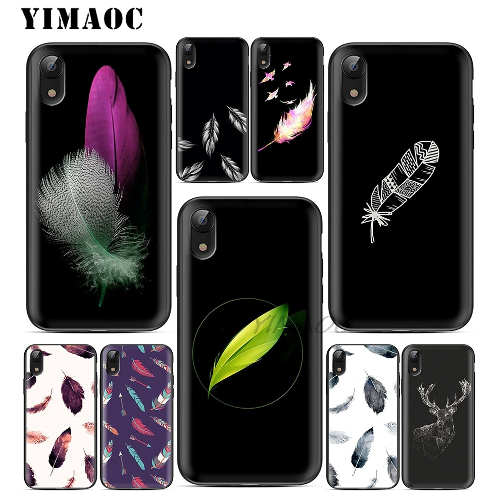 YIMAOC перо искусство цветной мягкий из ТПУ Черный силиконовый чехол для iPhone X или 10 8