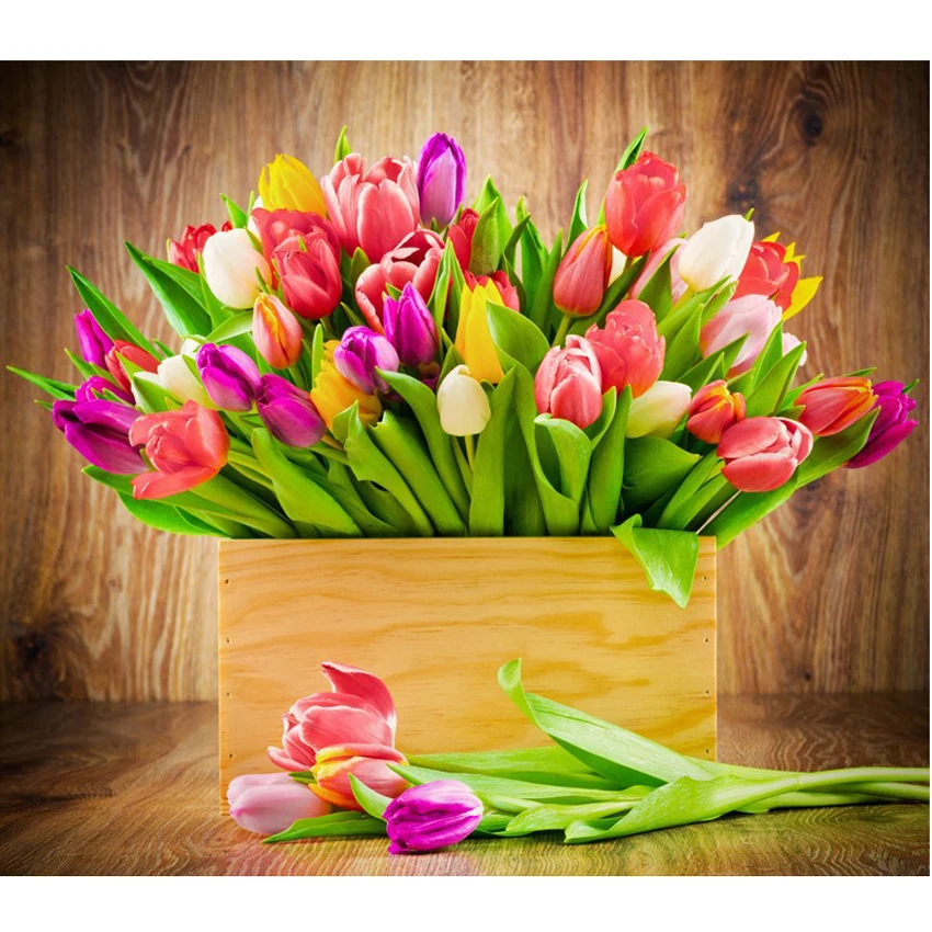 

3D DIY Diy Diamond Painting Flower Cross Stitch Crystal Square Diamond Sets Unfinished Decorative Diamond Embroidery Tulip