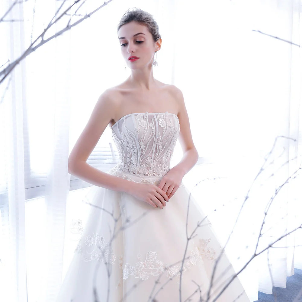 Женское свадебное платье без бретелек недорогое цветочное 3D платье|wedding dress|gown