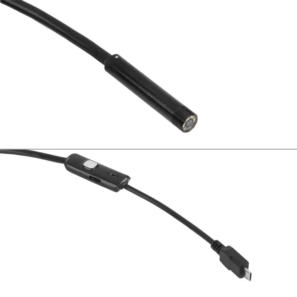 Водонепроницаемый HD 2 м/7 мм объектив эндоскопа жесткий кабель мини USB Инспекционная камера змеиная трубка с 6 светодиодный фонарь бороскоп для телефона ПК