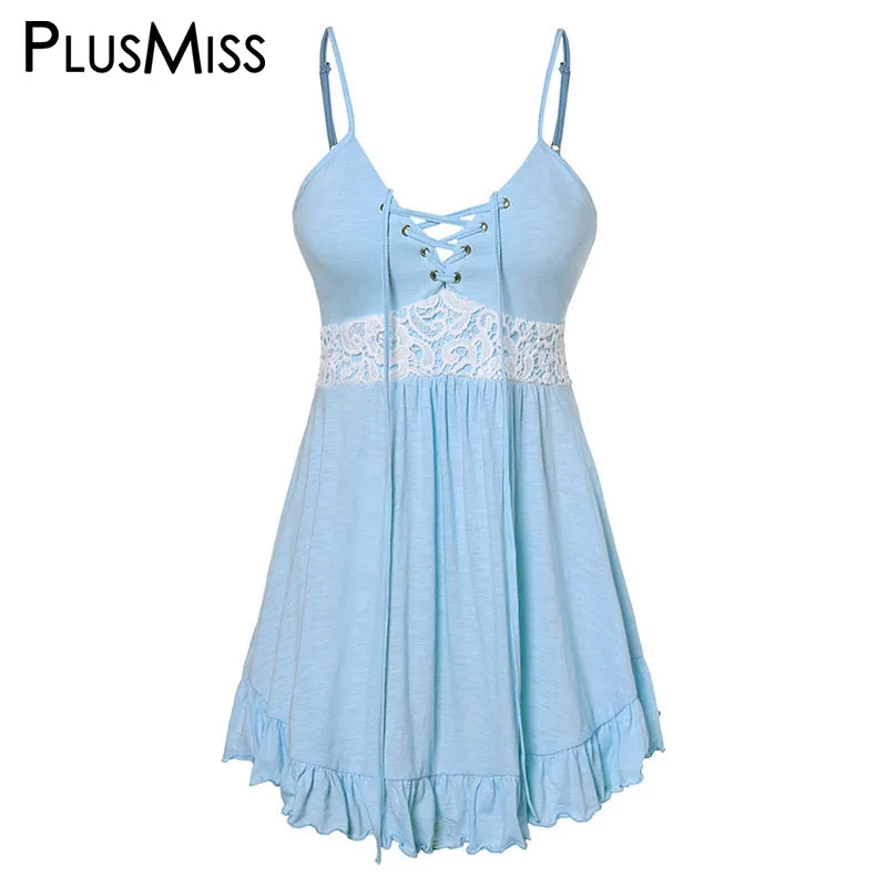Небесно-голубой PlusMiss размера плюс 5XL со шнуровкой Винтаж Топы на бретельках Летняя женская обувь XXXXL XXXL из кружев «кроше» без рукавов жилет Для женщин бретели большой Размеры - Цвет: Небесно-голубой