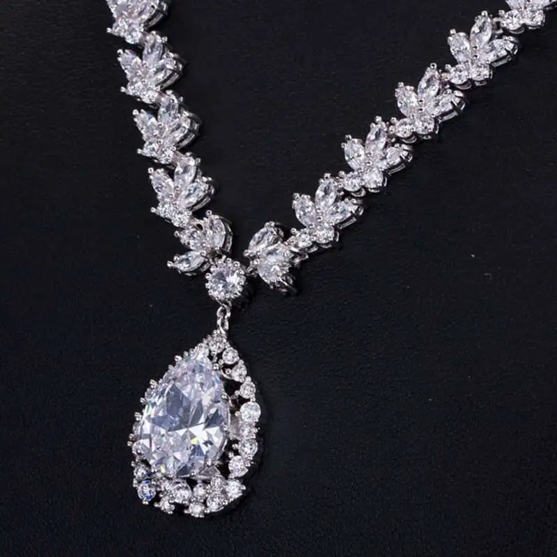 Moonso Стерлинговое Серебро Свадебные комплекты для вечеринок большое грушевое