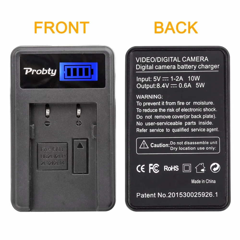 Probty NB-2LH NB-2L NB 2L LCD USB Charger for Canon Elura 85 90 MV800 800i 900 920 EOS 350D 400D PowerShot G7 G9 S70 S80 R100 |