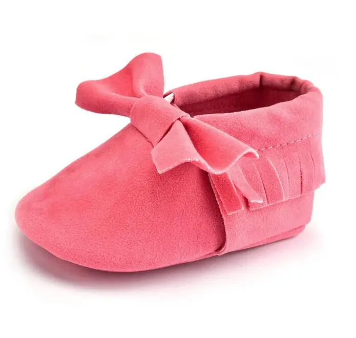 dark pink Детская обувь первые ходунки детская обувь для девочек весна осень бант модели кисточка детские повседневная детская обувь 0-18 м - Цвет: dark pink