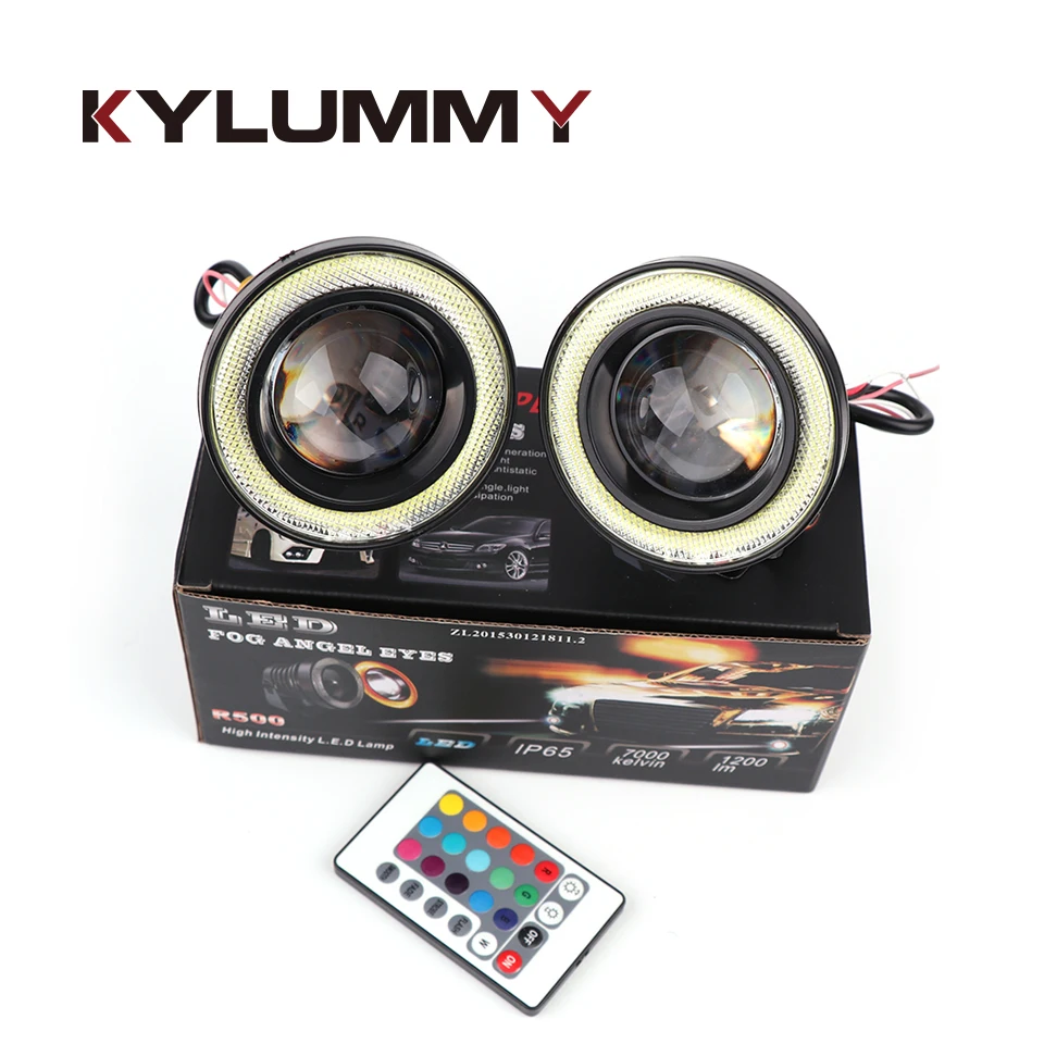 Kylummy автомобиля светодио дный RGB Ангельские глазки Туман лампа R500 2 5/3 0/3 5 дюймов