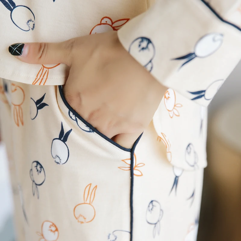 Yuzhenli новый осень милый кролик для женщин's пижамы девочек с принтом Pijama 100%