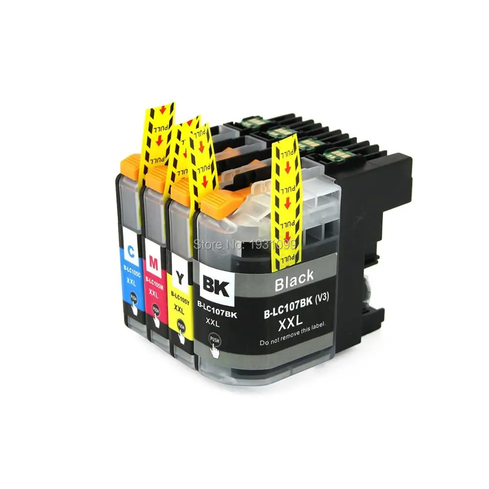 

YOTAT 4pcs Compatible ink cartridge LC107 LC105 for Brother MFC-J4310DW MFC-J4410DW MFC-J4510DW MFC-J4610DW MFC-J4710DW printer