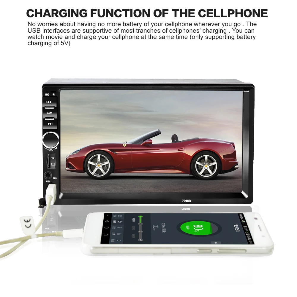 7018B Универсальный 7 дюймовый 2 DIN автомобильный аудио стерео плеер сенсорный экран