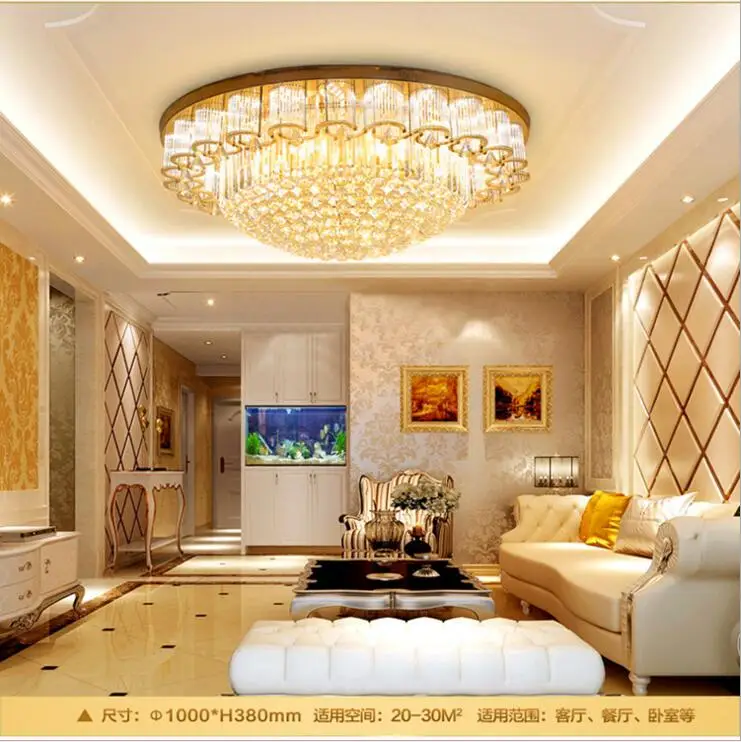 Круглая лампа для гостиной хрустальная европейская потолочная роскошная