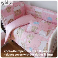 promotion 67pcs pink baby cot crib bedding set toddler bed baby bumper sheet 1206012070cm