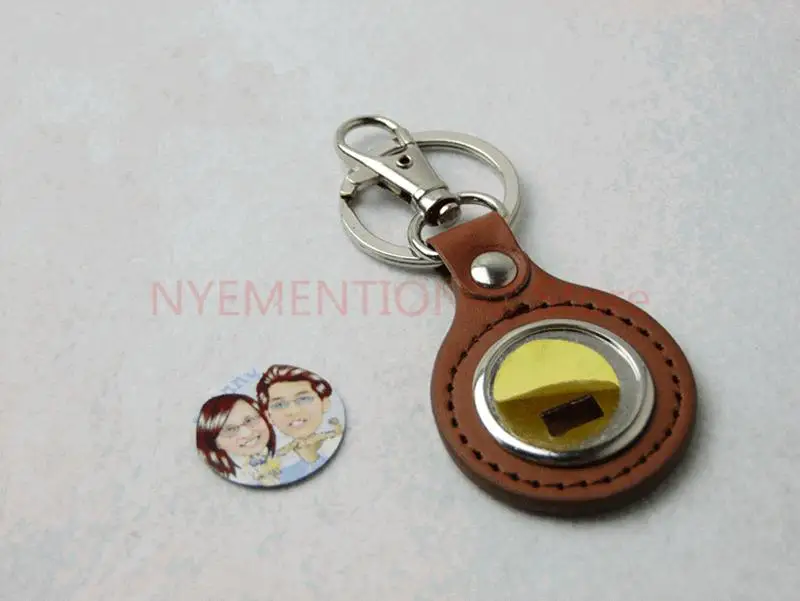 90pcs/lot Leather keychain blanks sublimation consumables Metallic keyring Can print pictures Thermal transfer metal key chain | Украшения
