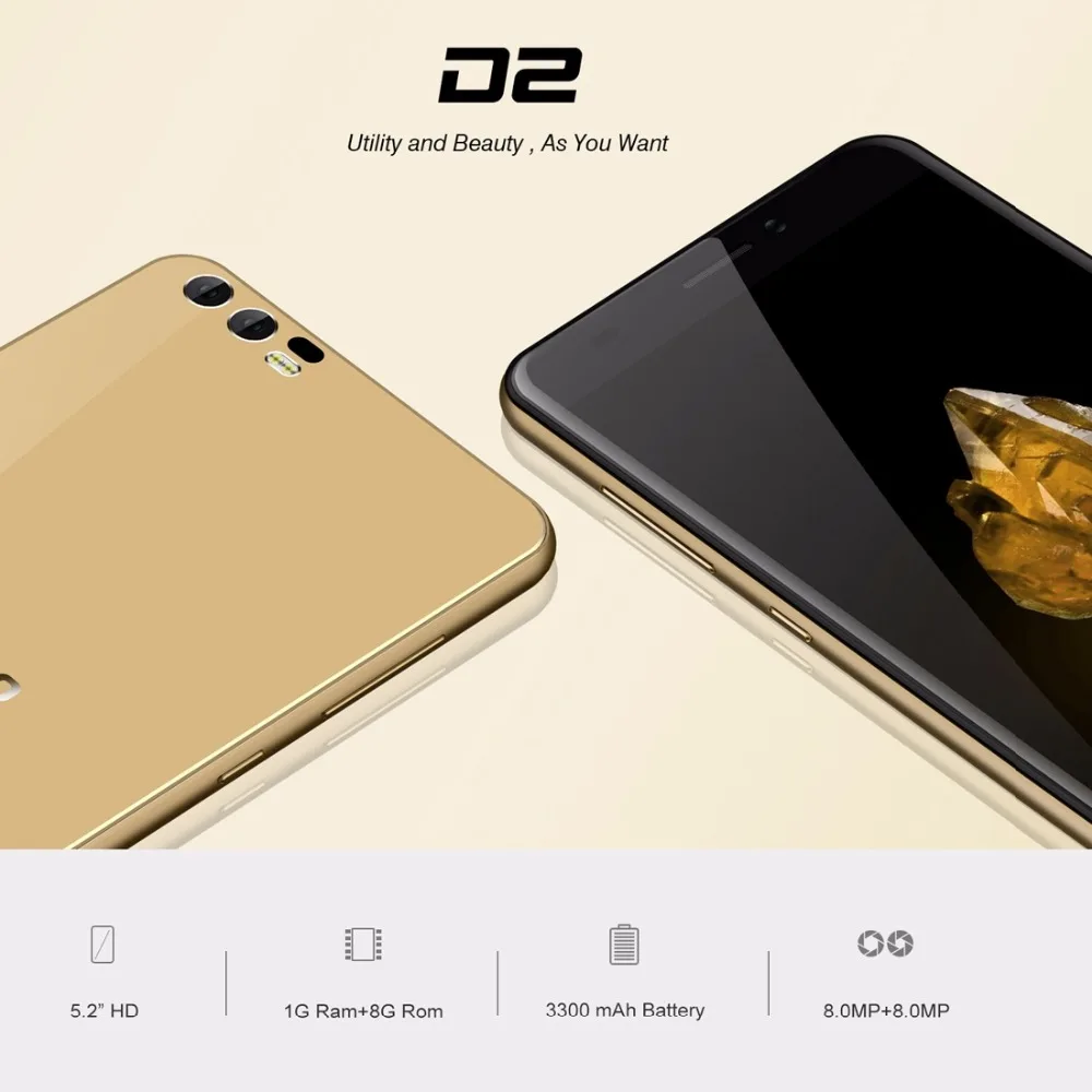 BLUBOO D2 5 2 'Ɖg смартфон MTK6580A 4 ядра 1. 3g Гц андроид 6 0 1G Оперативная память 8G